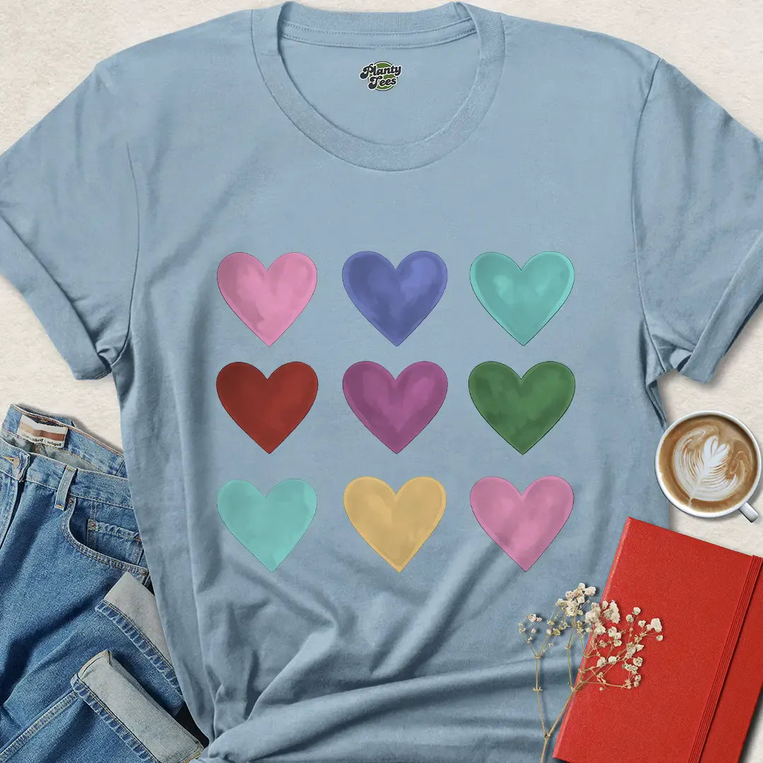 Rainbow Heart Shirt – Colorful Valentine’s Day Tee for Bold Love & Pride | Eco & Vegan Friendly | Order Now