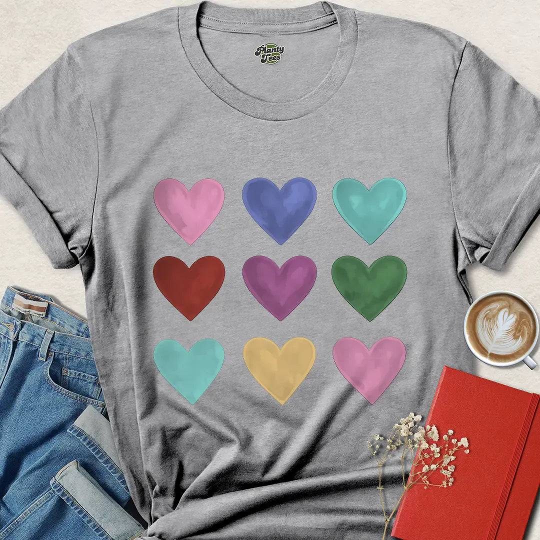 Rainbow Heart Shirt – Colorful Valentine’s Day Tee for Bold Love & Pride | Eco & Vegan Friendly | Order Now