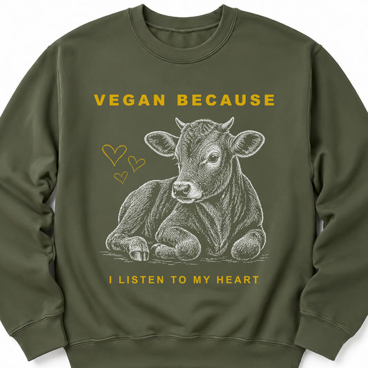 Vegan Because Cow Illustration Unisex Sweatshirt