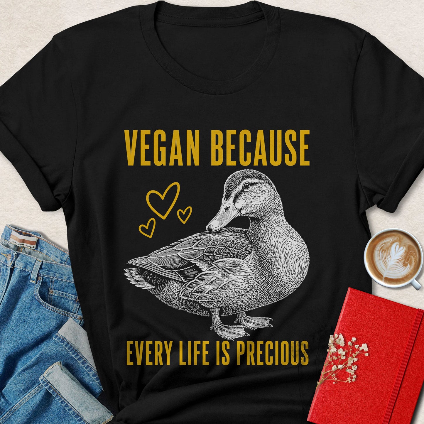 Vegan Because Duck Sketch T-shirt