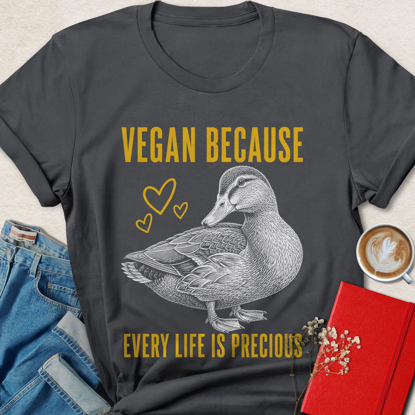 Vegan Because Duck Sketch T-shirt