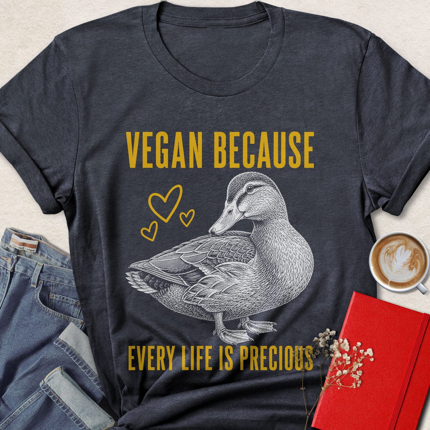 Vegan Because Duck Sketch T-shirt