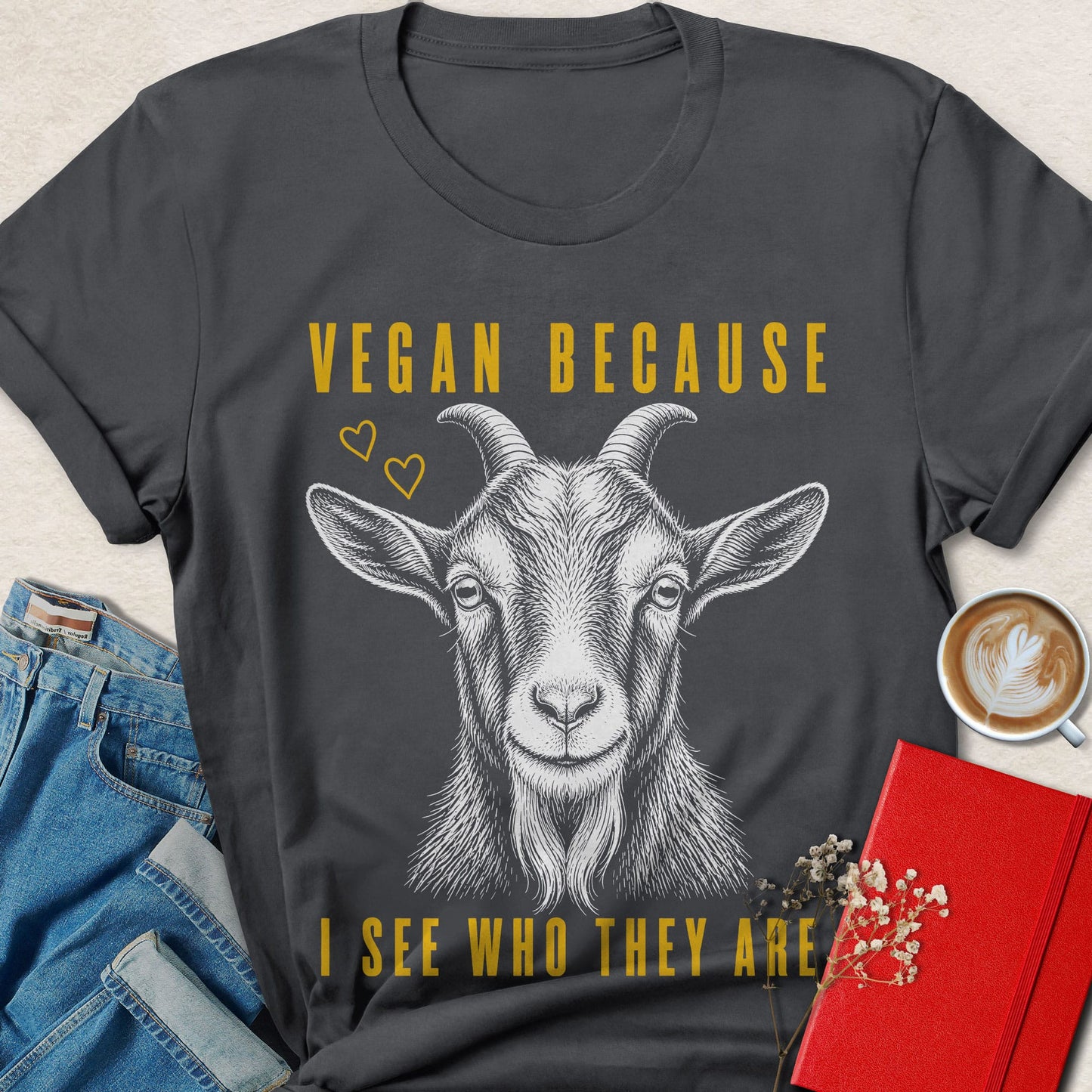 Vegan Because I See You Goat Sketch T-shirt
