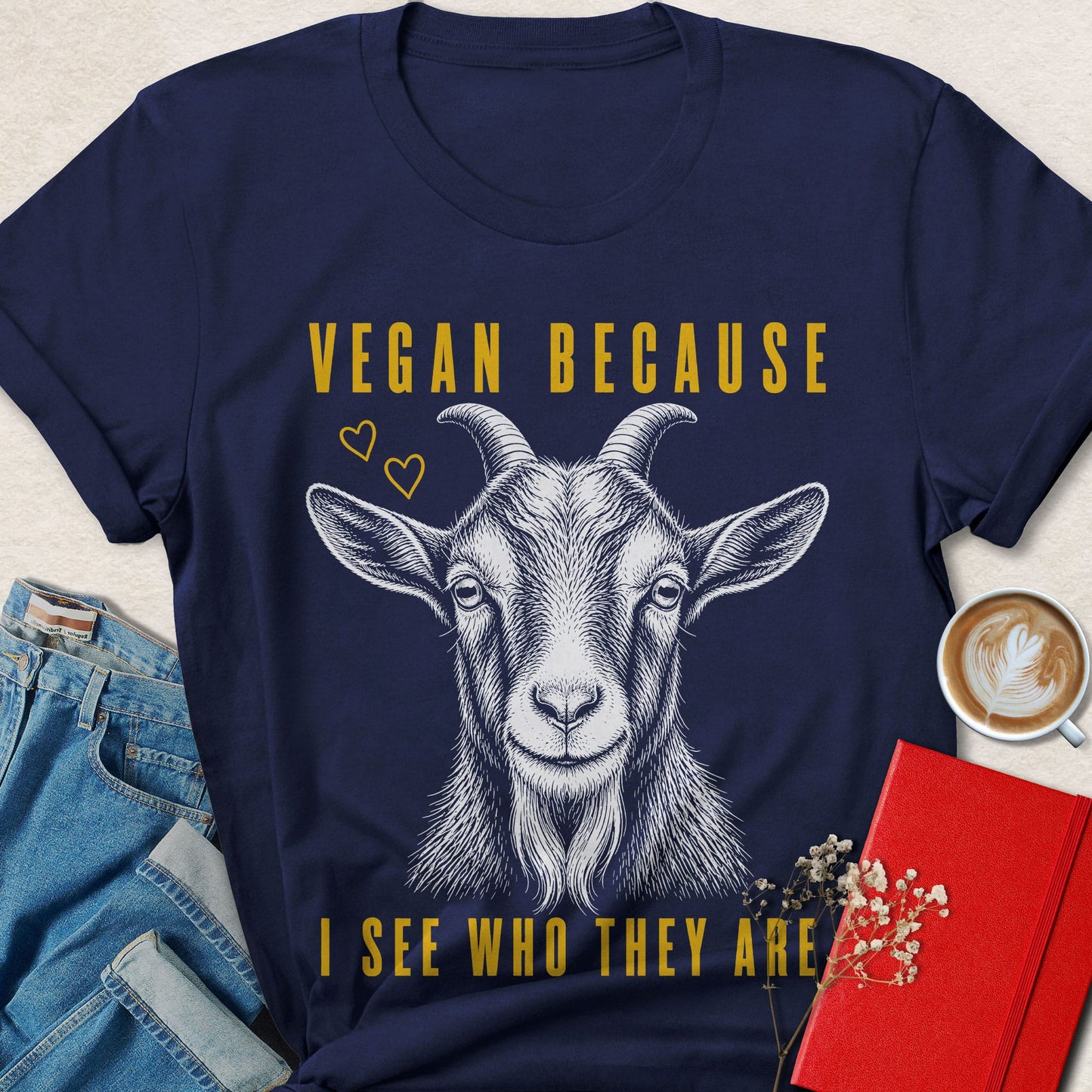 Vegan Because I See You Goat Sketch T-shirt