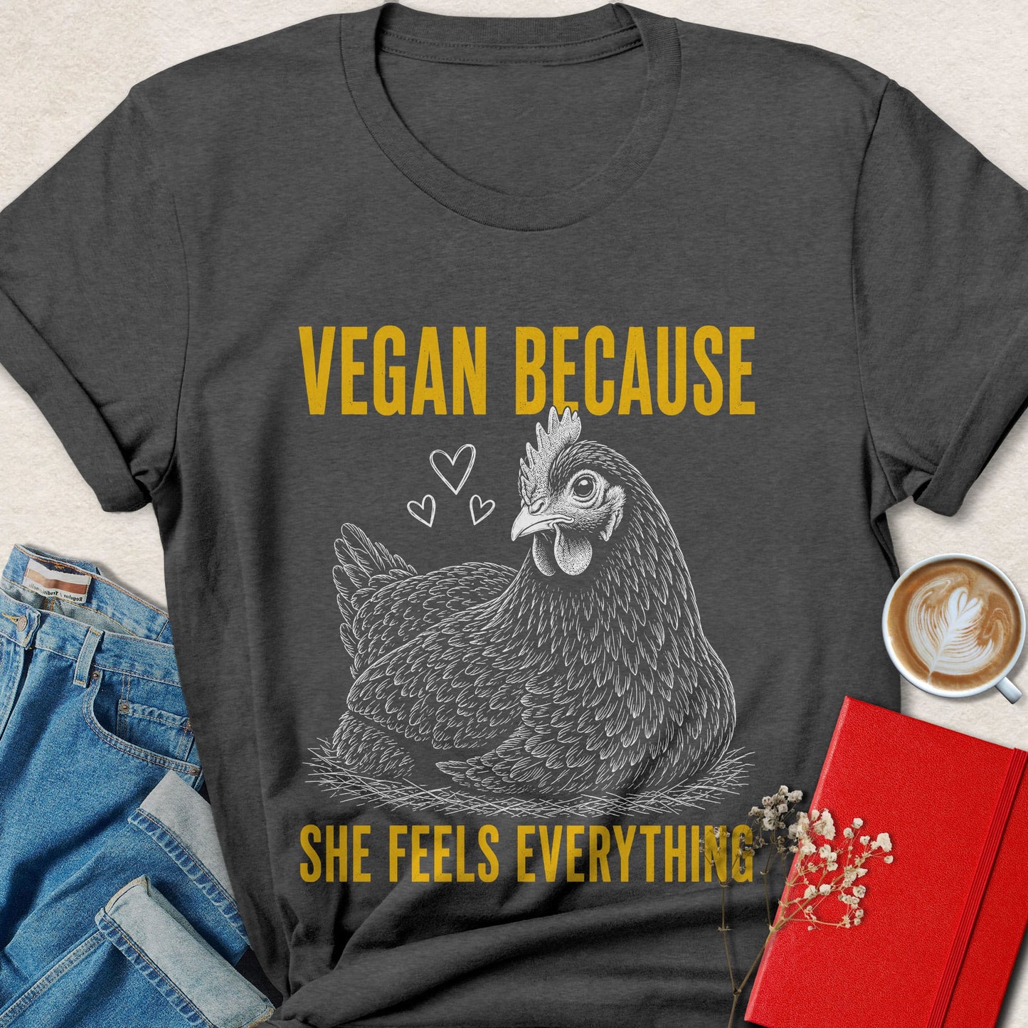Vegan Because Chicken Sketch T-shirt