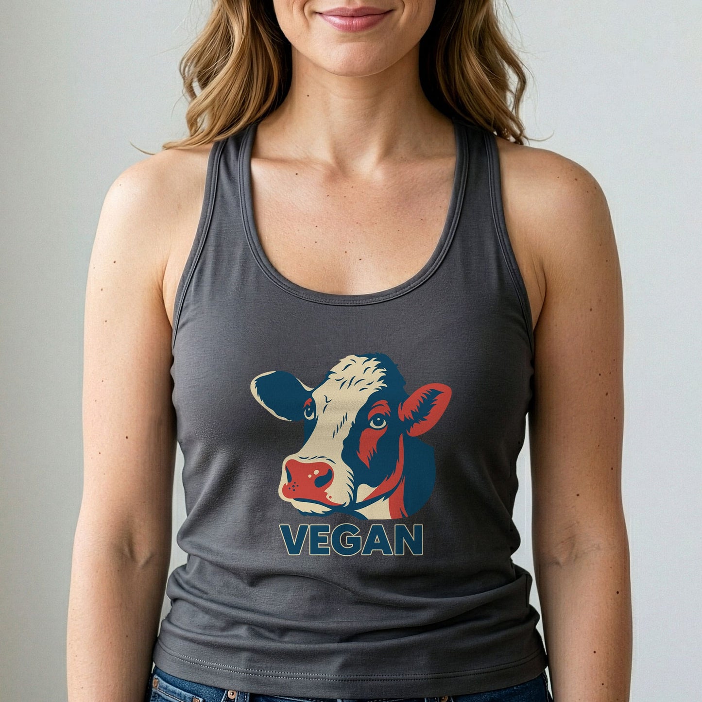 Vegan Tank Top Cow Graphic Animal Rights Shirt
