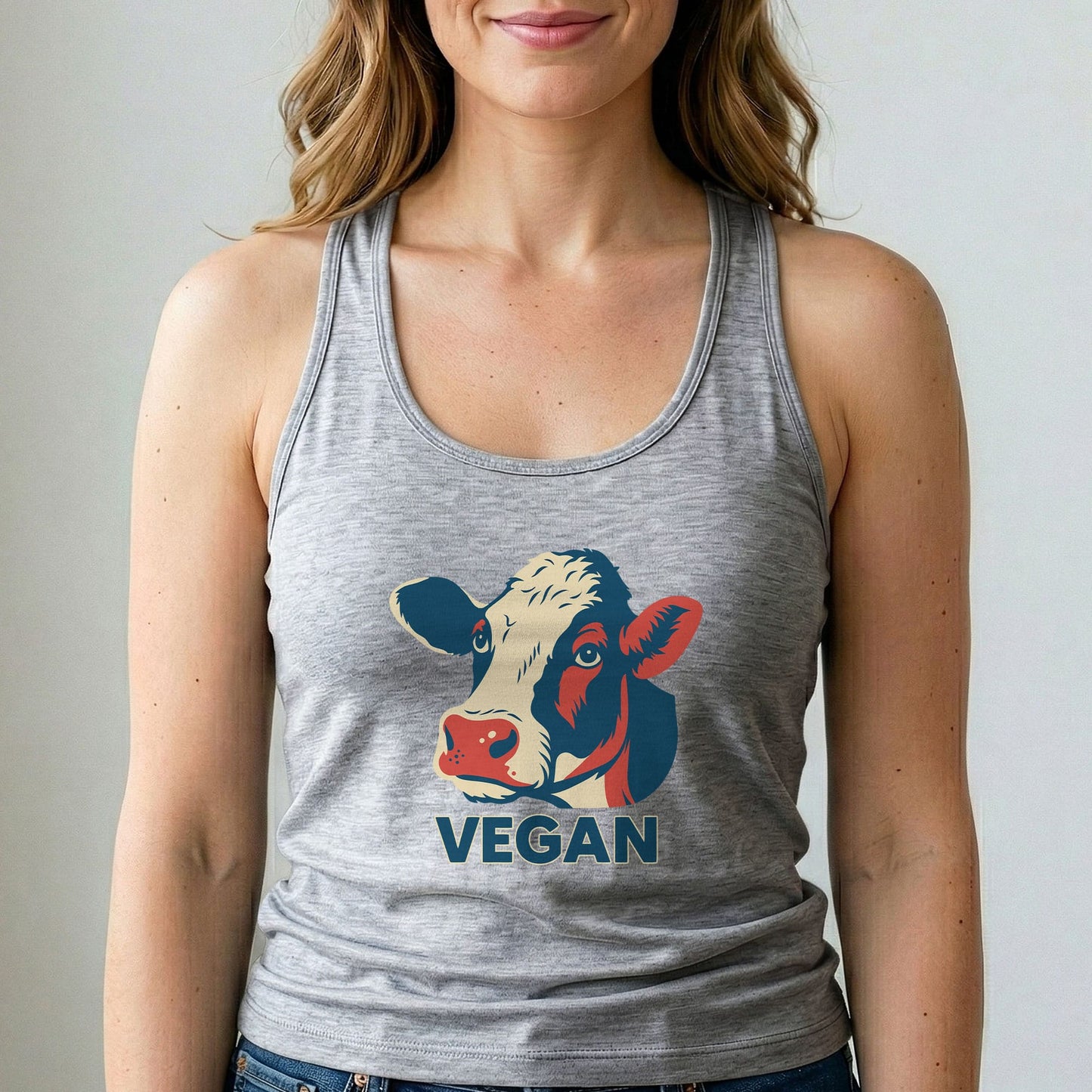 Vegan Tank Top Cow Graphic Animal Rights Shirt