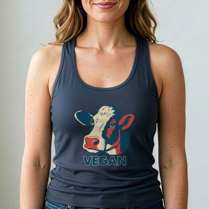 Vegan Tank Top Cow Graphic Animal Rights Shirt