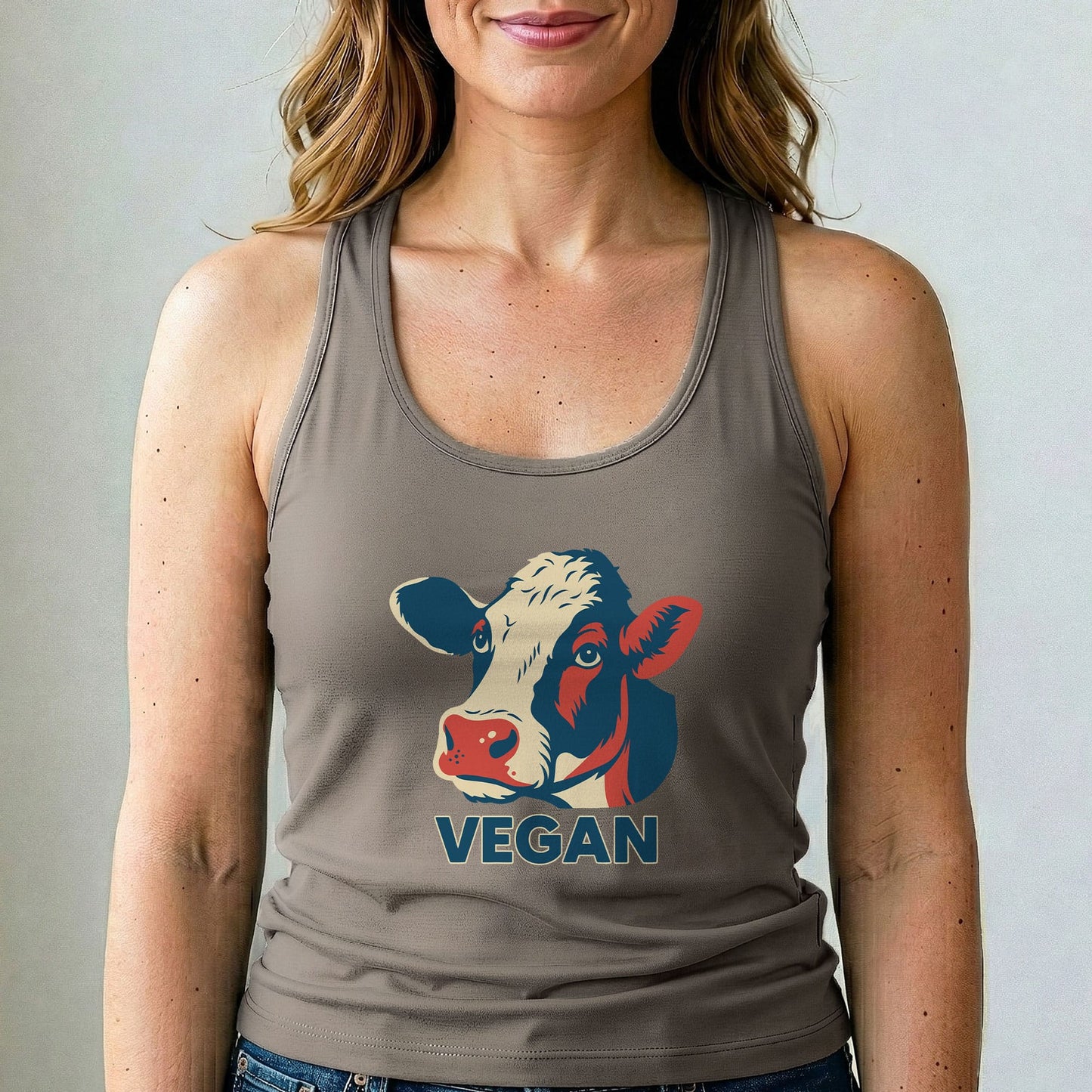Vegan Tank Top Cow Graphic Animal Rights Shirt