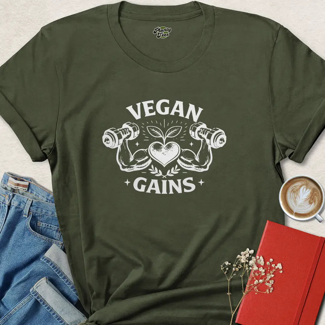 Vegan Gains Plant Based Gym T Shirt