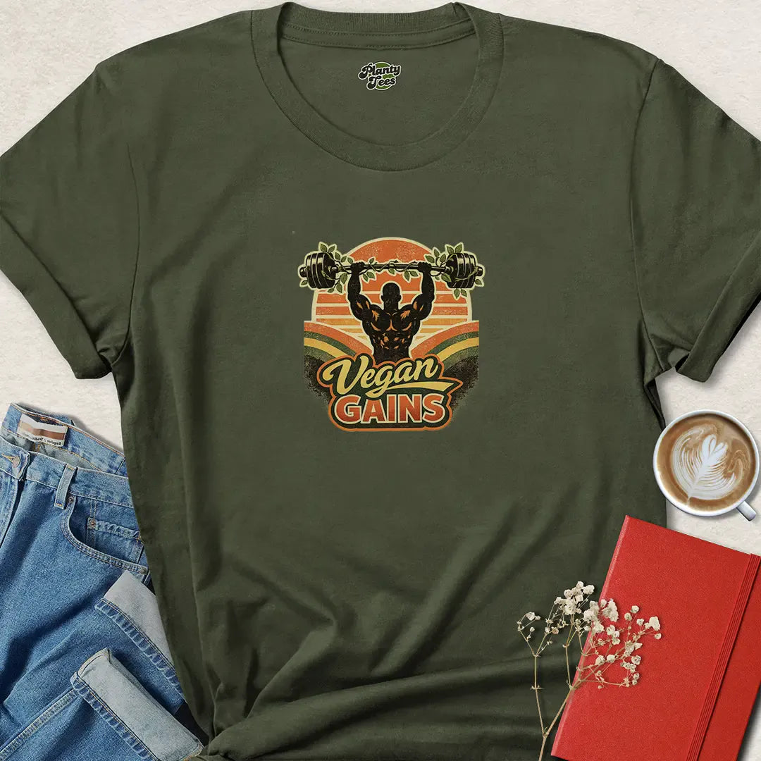 Vegan Gains Gym Shirt – Plant-Based Power for Animal Lovers