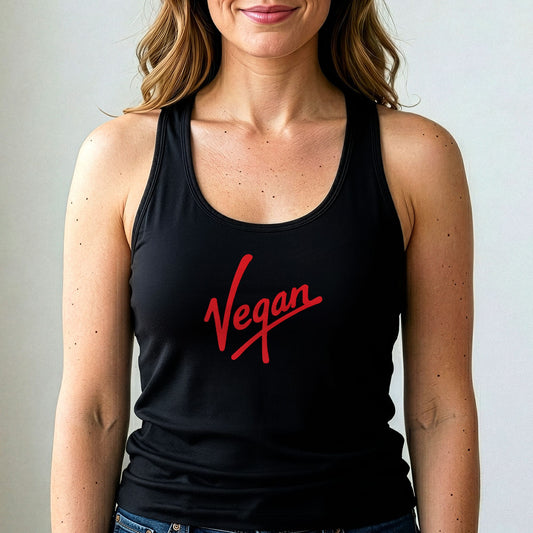 Vegan Script Logo Tank Top Minimalist Plant Based Shirt