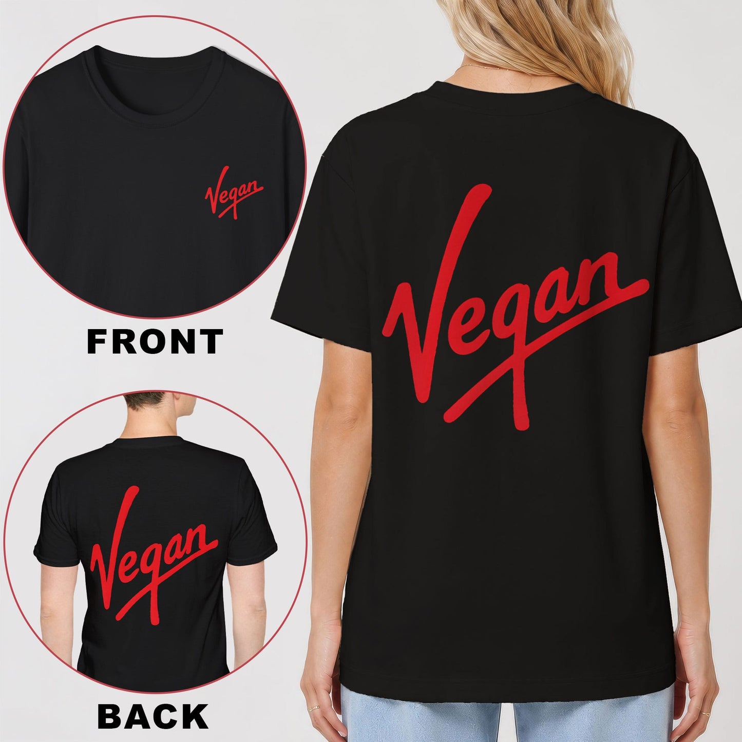 Vegan Script Logo Back Print T-Shirt