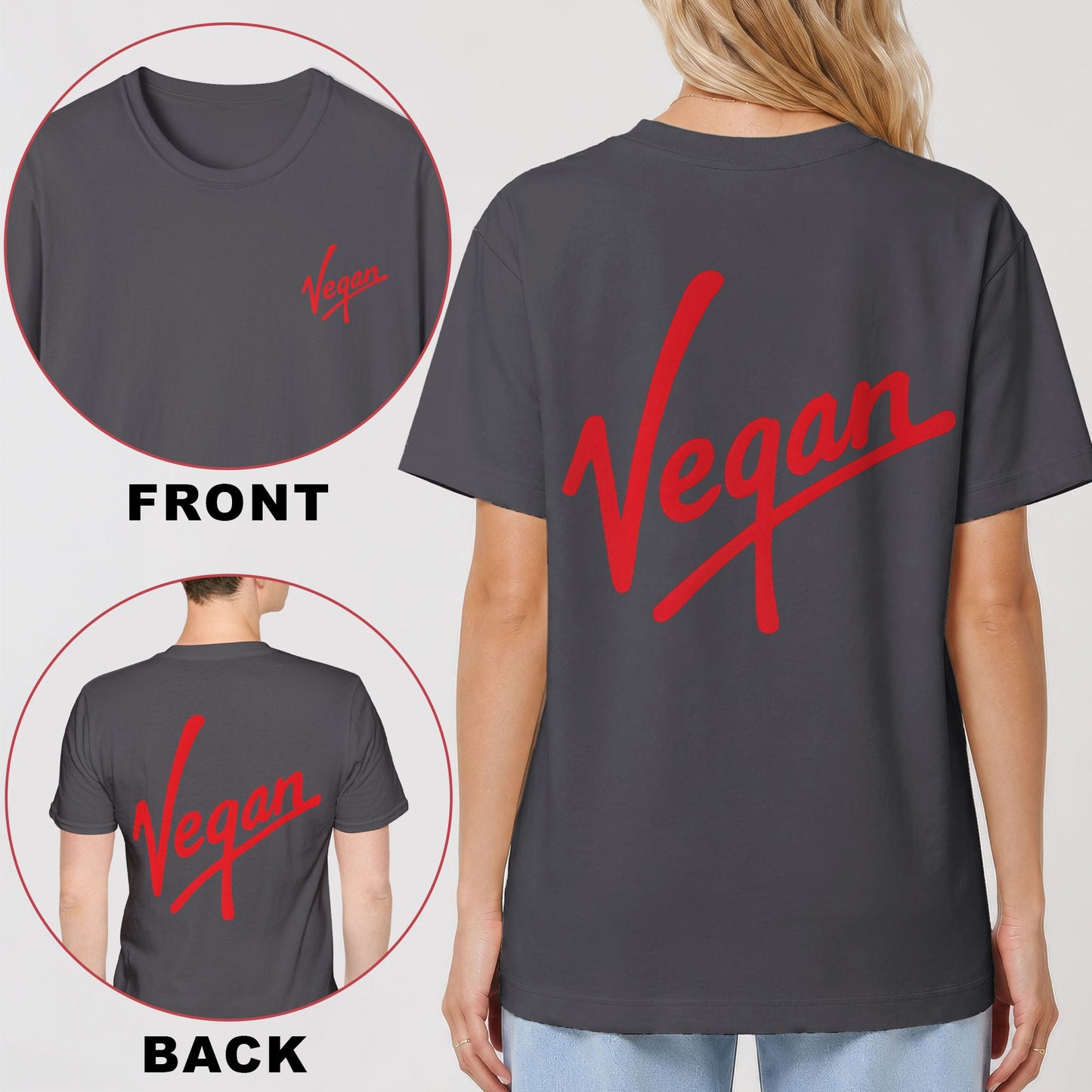 Vegan Script Logo Back Print T-Shirt