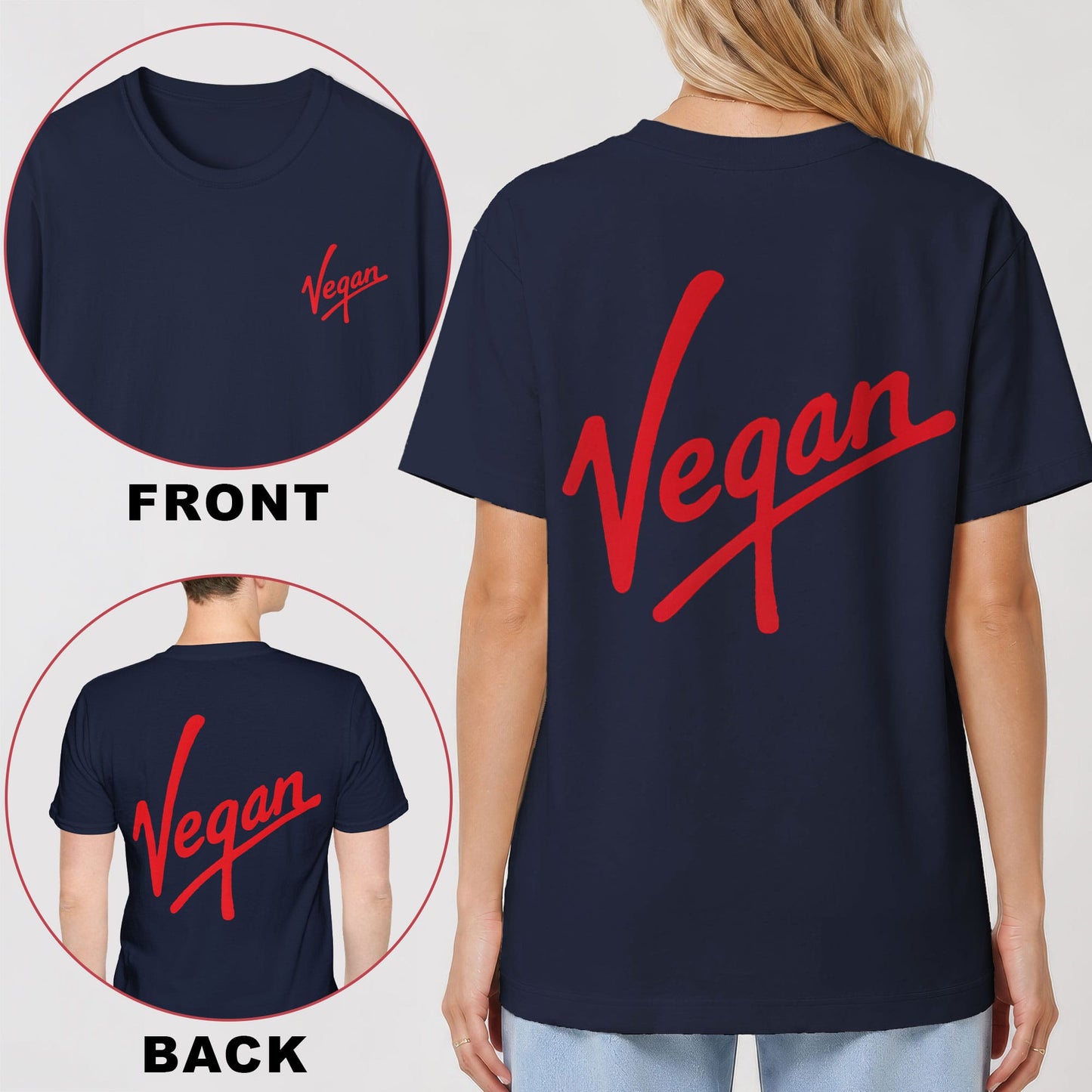 Vegan Script Logo Back Print T-Shirt