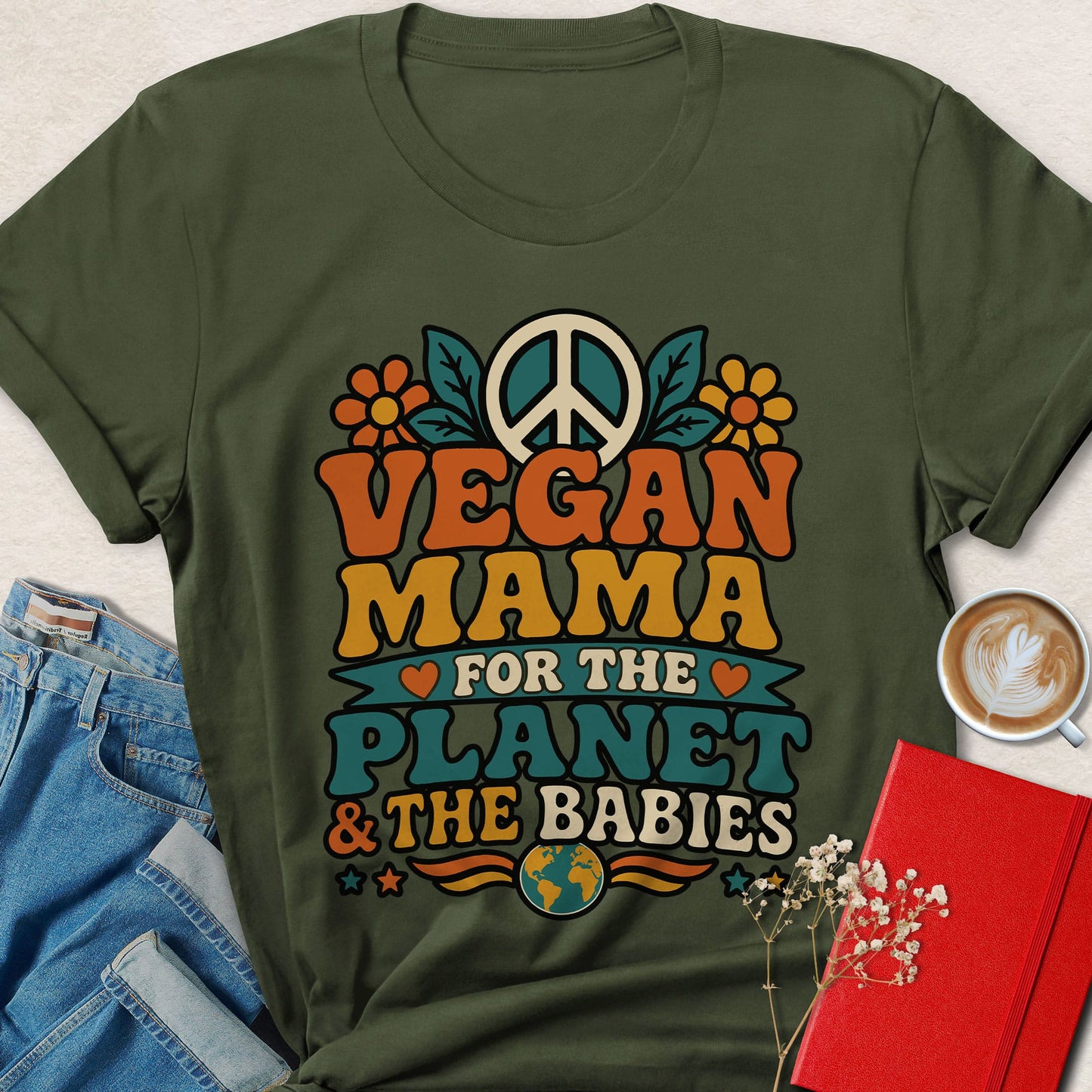 Vegan Mama For The Planet Shirt Eco Mom Animal Rights Tee
