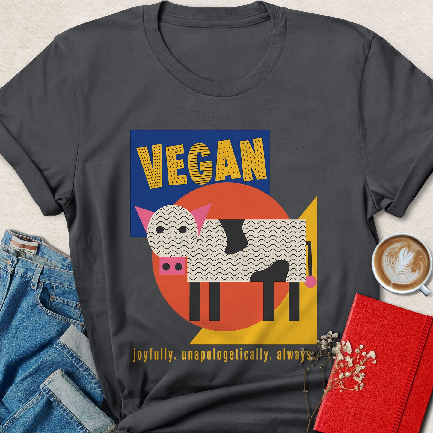 Joyfully Vegan Retro Cow T-Shirt