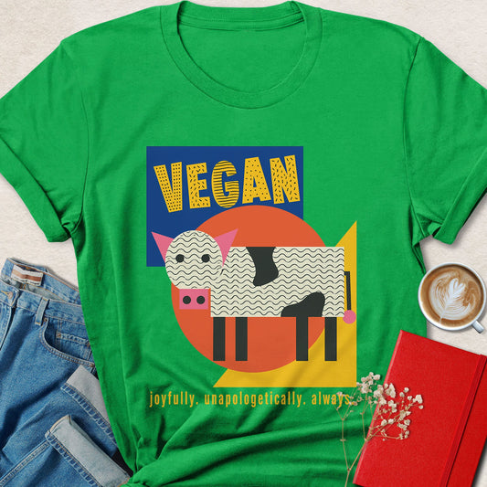 Joyfully Vegan Retro Cow T-Shirt