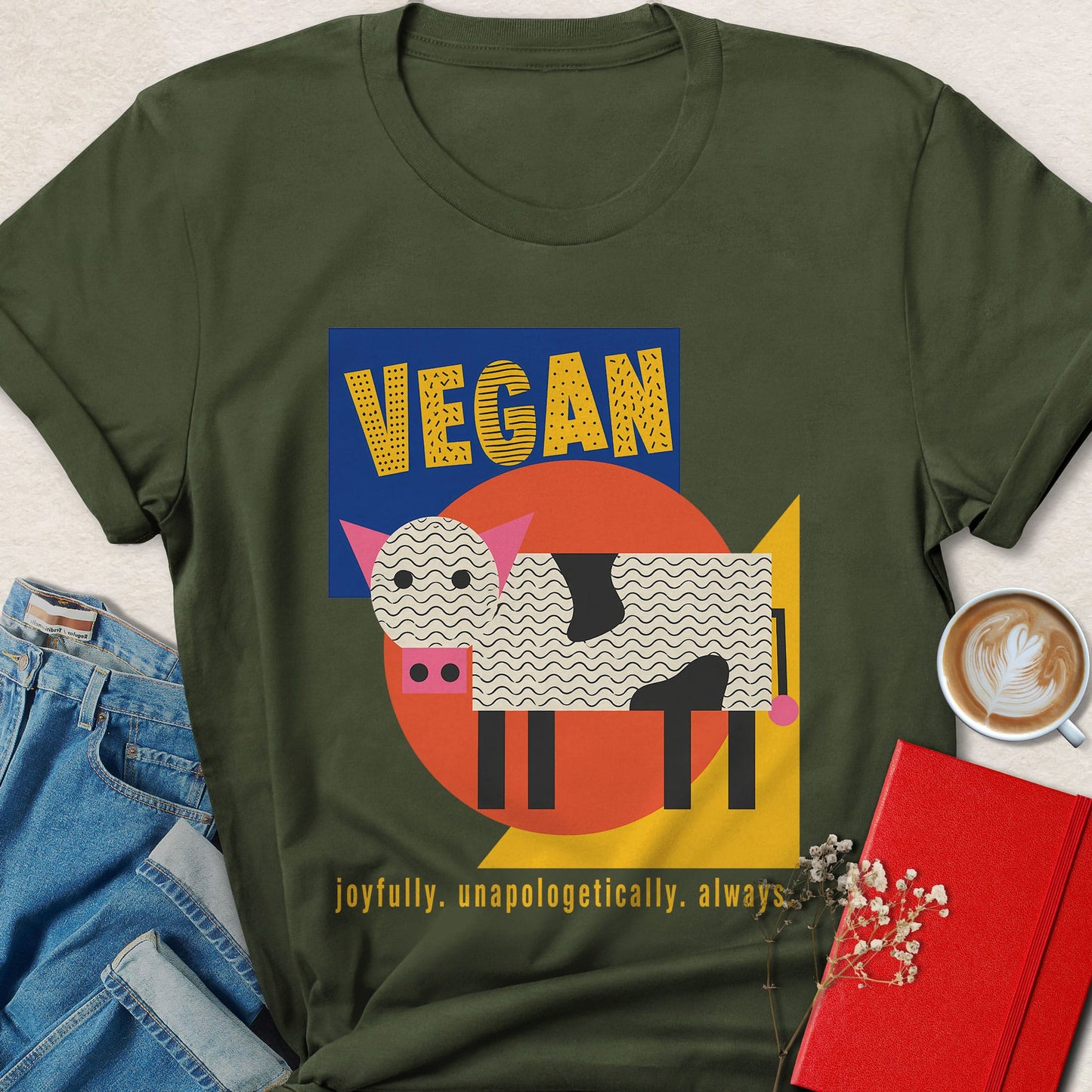 Joyfully Vegan Retro Cow T-Shirt