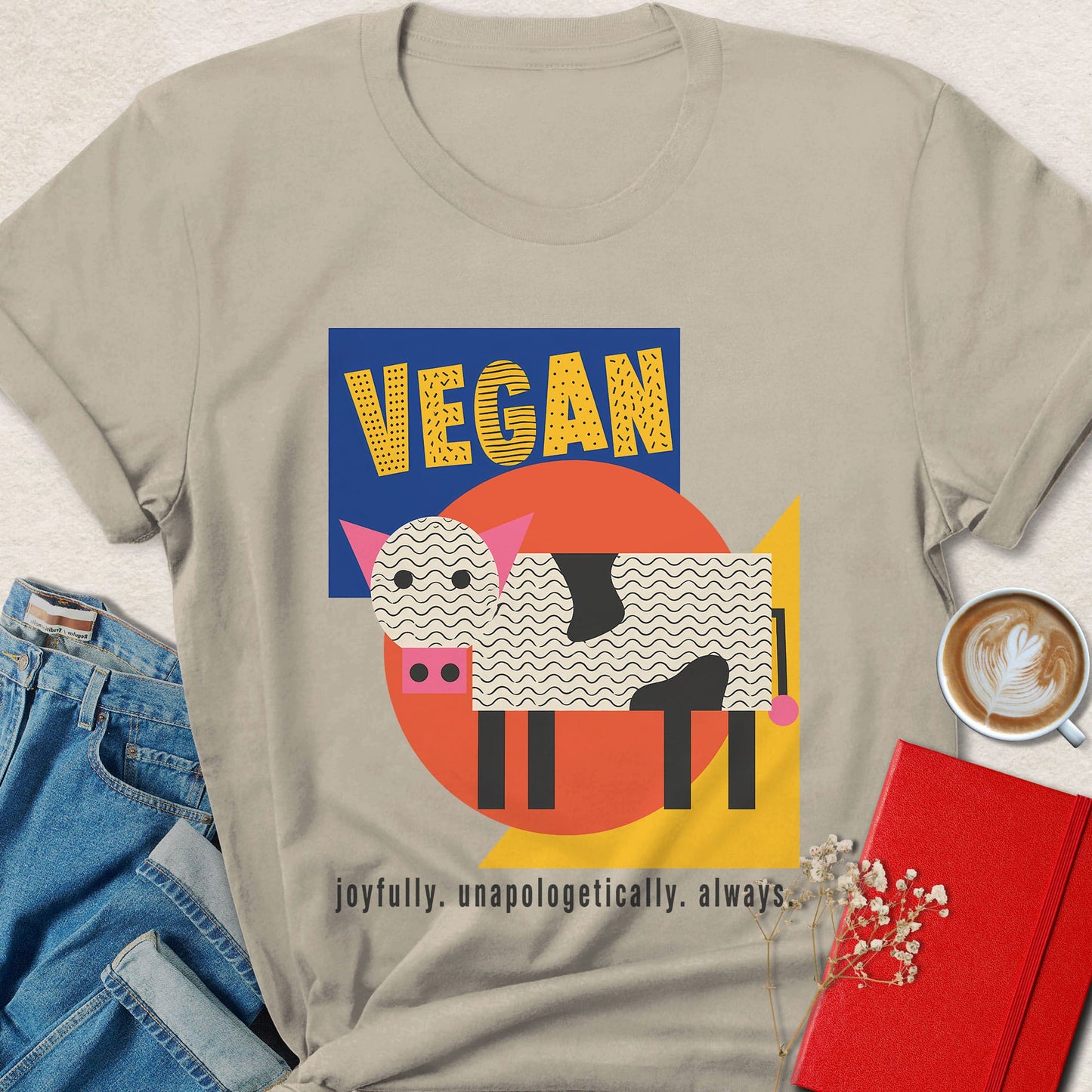 Joyfully Vegan Retro Cow T-Shirt