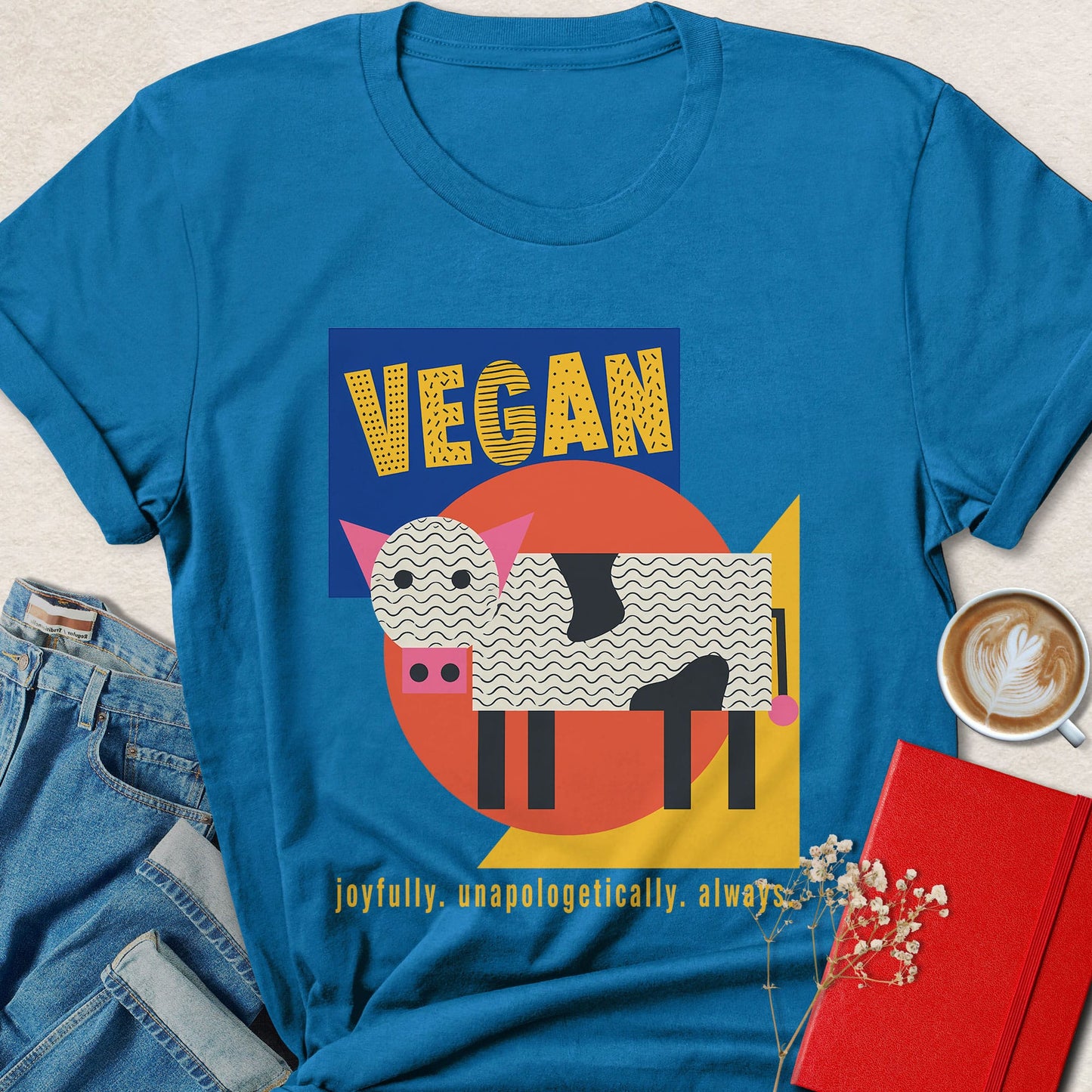 Joyfully Vegan Retro Cow T-Shirt