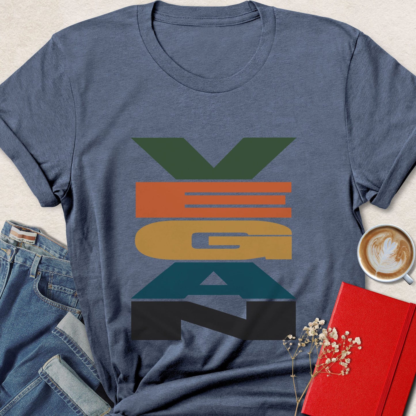 Retro Stacked Vegan Typography T-shirt