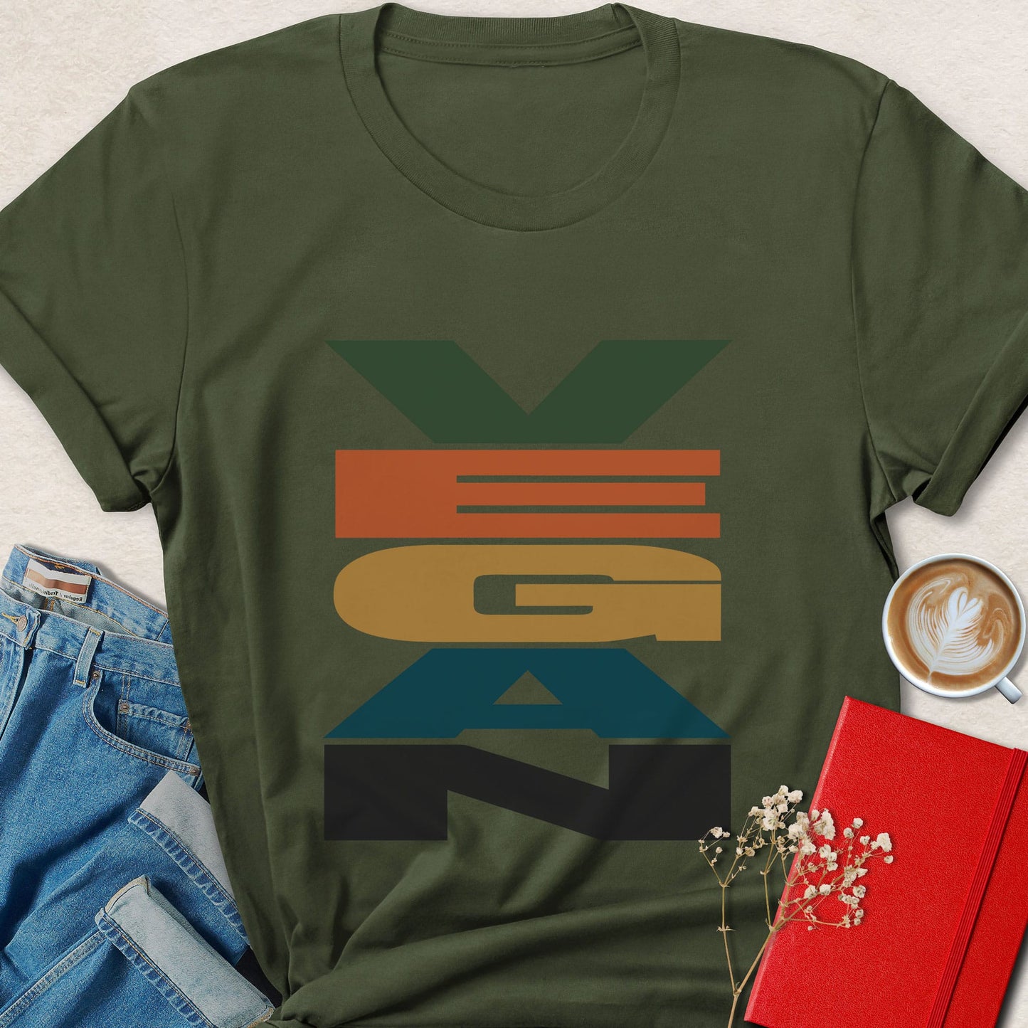 Retro Stacked Vegan Typography T-shirt