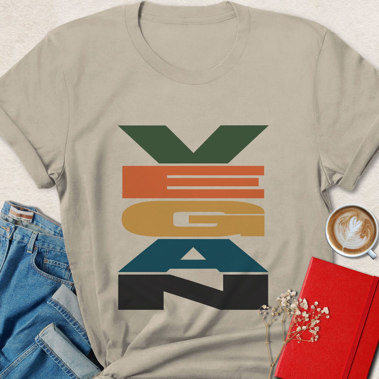 Retro Stacked Vegan Typography T-shirt