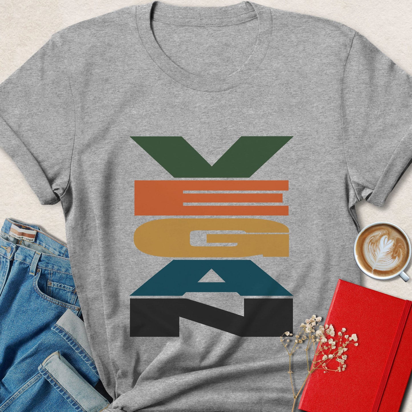 Retro Stacked Vegan Typography T-shirt