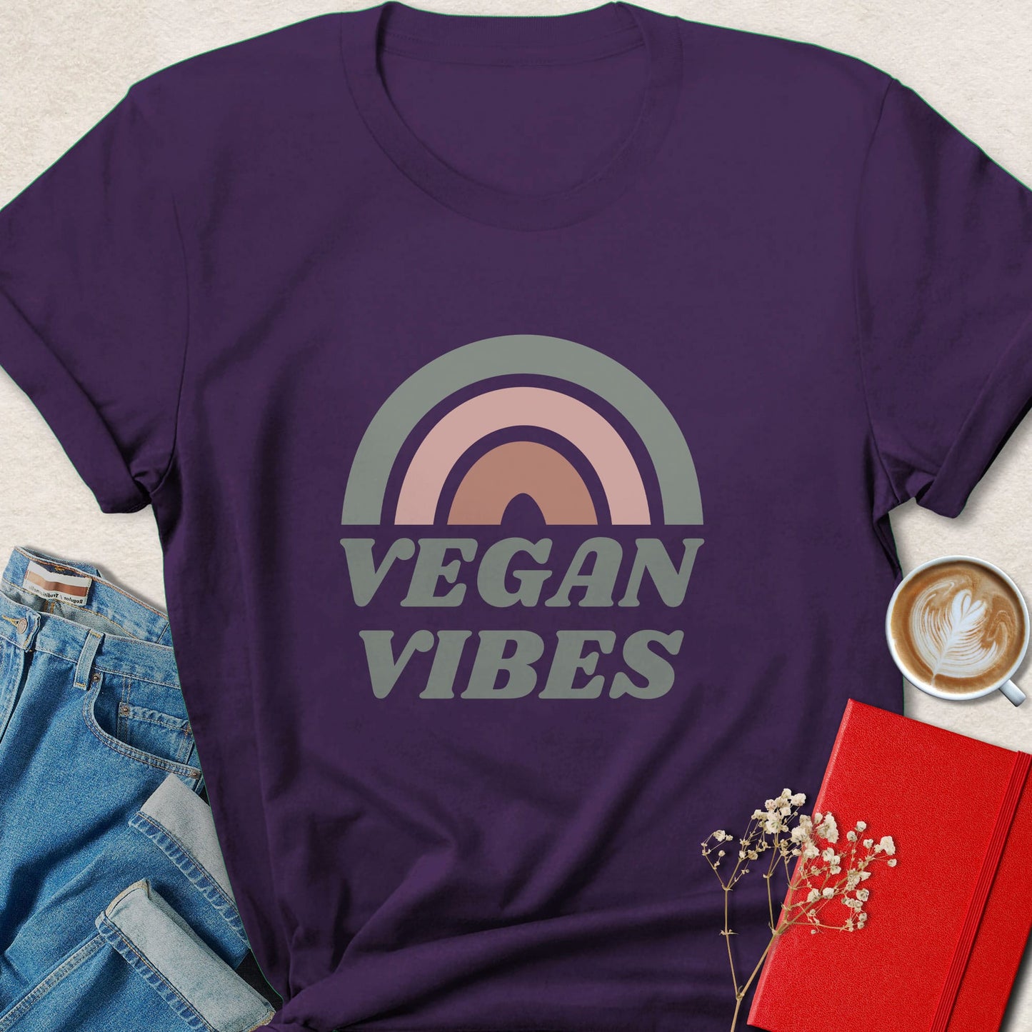 Vegan Vibes Shirt | Retro Vegan Graphic Tee for Plant Lovers