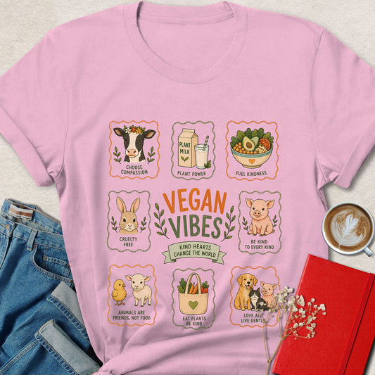 Vegan Vibes Cute Animal Rights T-Shirt