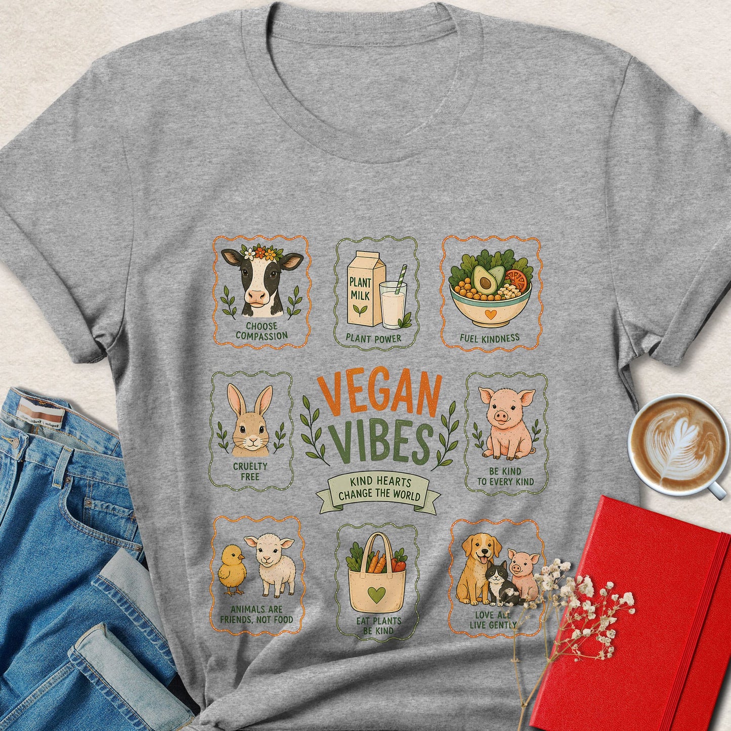 Vegan Vibes Cute Animal Rights T-Shirt