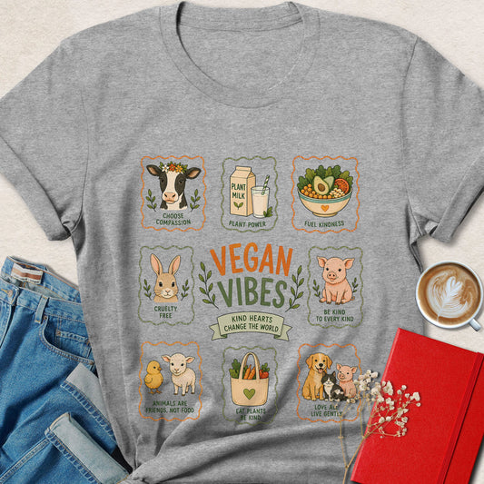 Vegan Vibes Cute Animal Rights T-Shirt