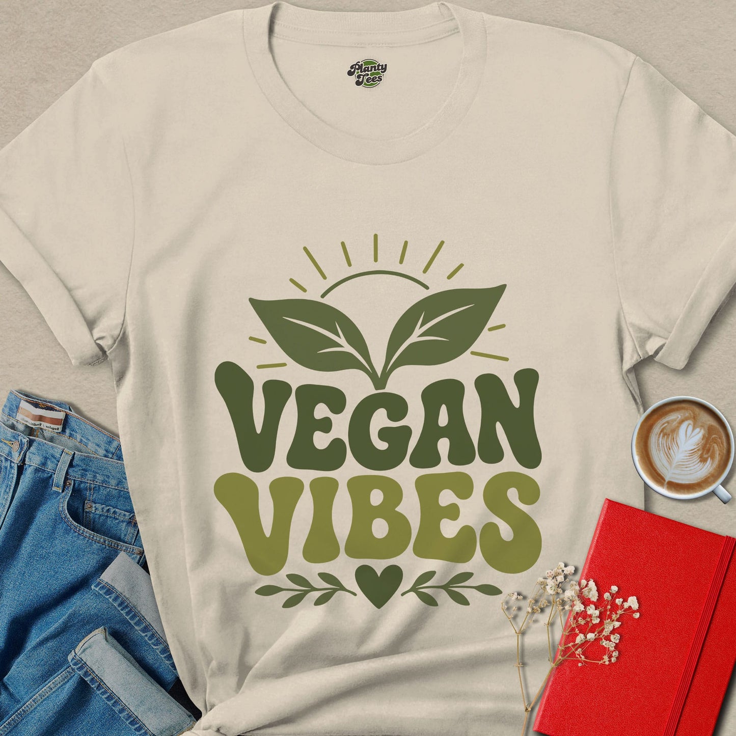 Vegan Vibes Shirt Plant Based Lifestyle Animal Rights Tee