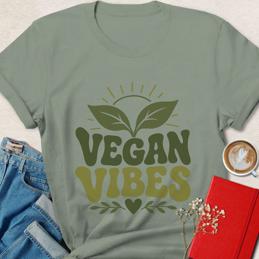 Vegan Vibes Shirt Plant Based Lifestyle Animal Rights Tee