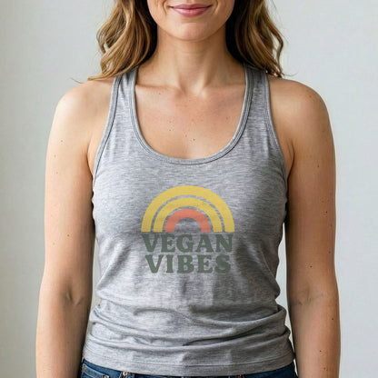 Vegan Vibes Tank Top Retro Rainbow Plant Based Shirt