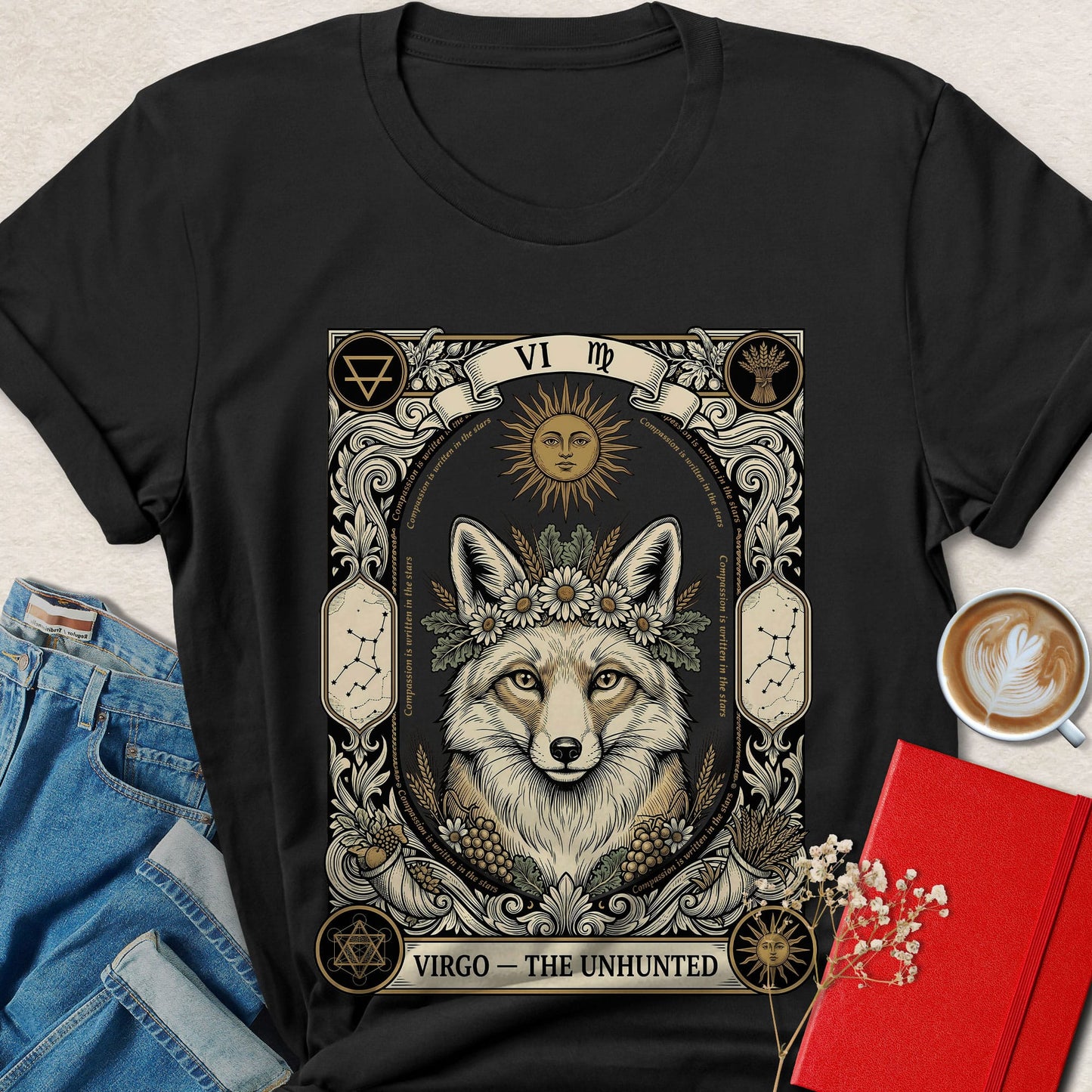 Virgo Tarot Vegan Shirt Zodiac Astrology Plant Based Tee