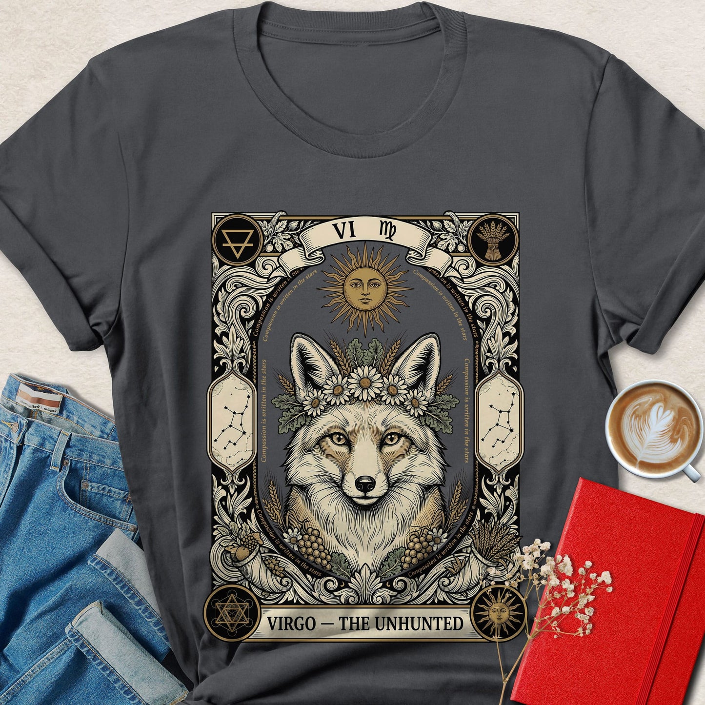 Virgo Tarot Vegan Shirt Zodiac Astrology Plant Based Tee