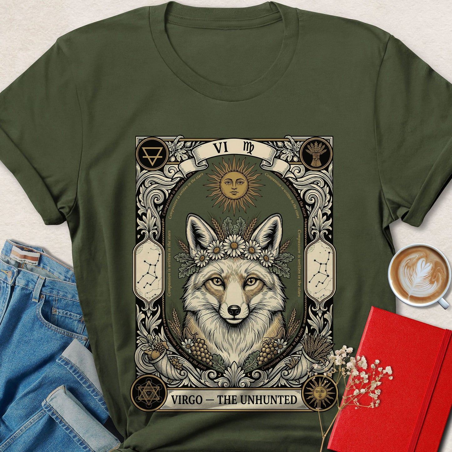 Virgo Tarot Vegan Shirt Zodiac Astrology Plant Based Tee