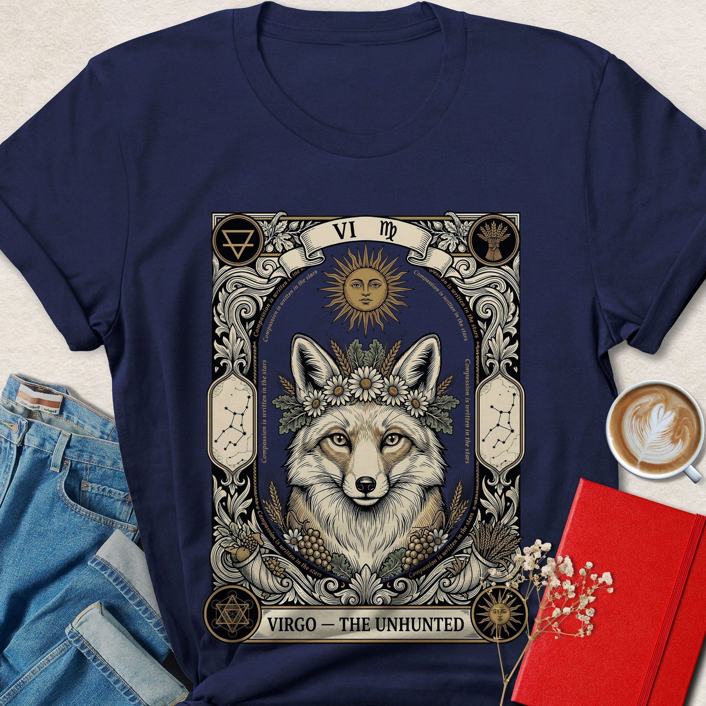 Virgo Tarot Vegan Shirt Zodiac Astrology Plant Based Tee