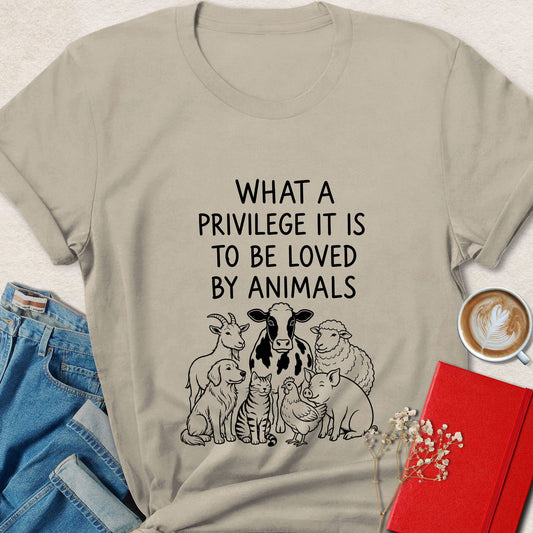 What a Privilege to Be Loved by Animals Line Art T-Shirt