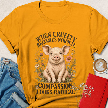 Compassion Looks Radical Vintage Illustration T-shirt