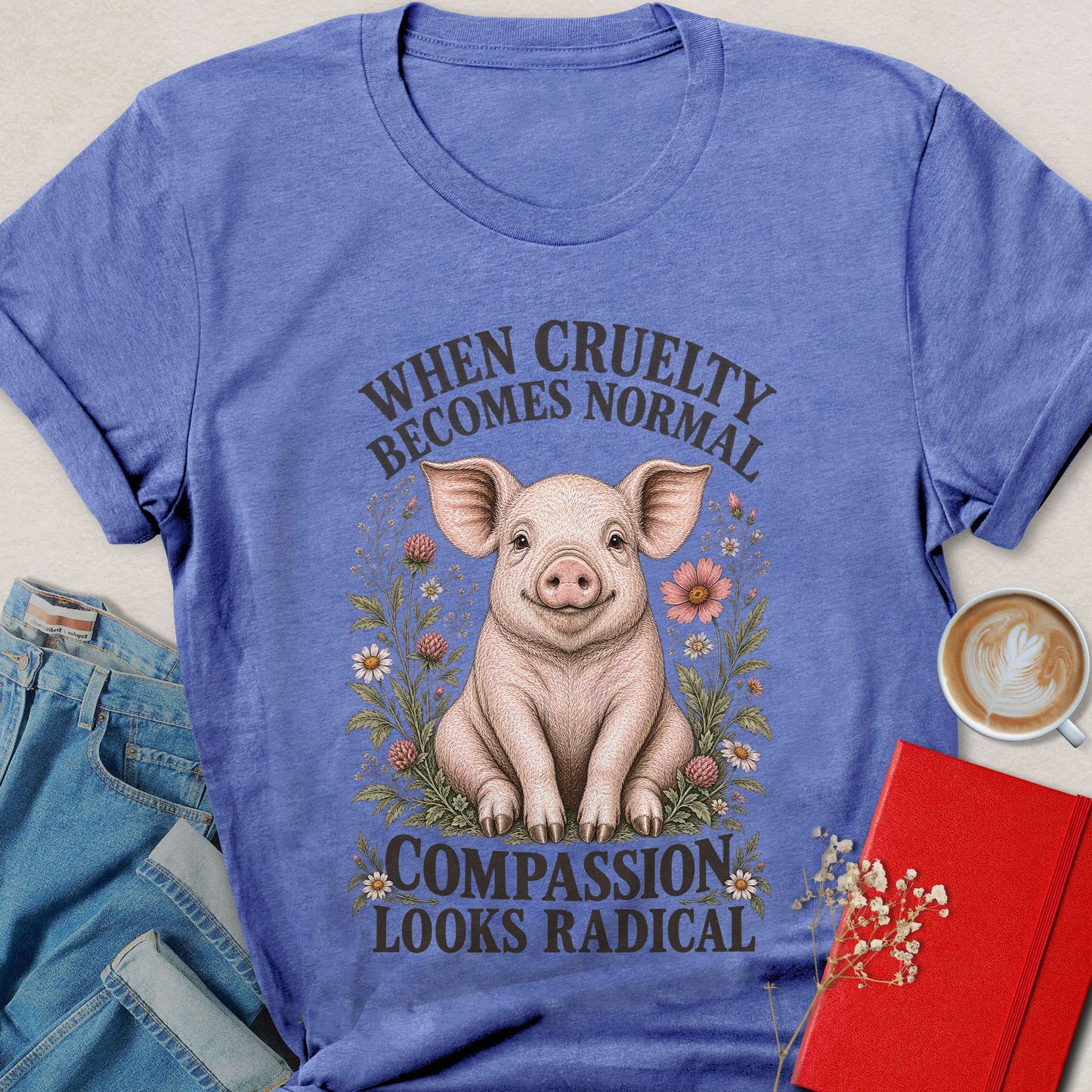 Compassion Looks Radical Vintage Illustration T-shirt