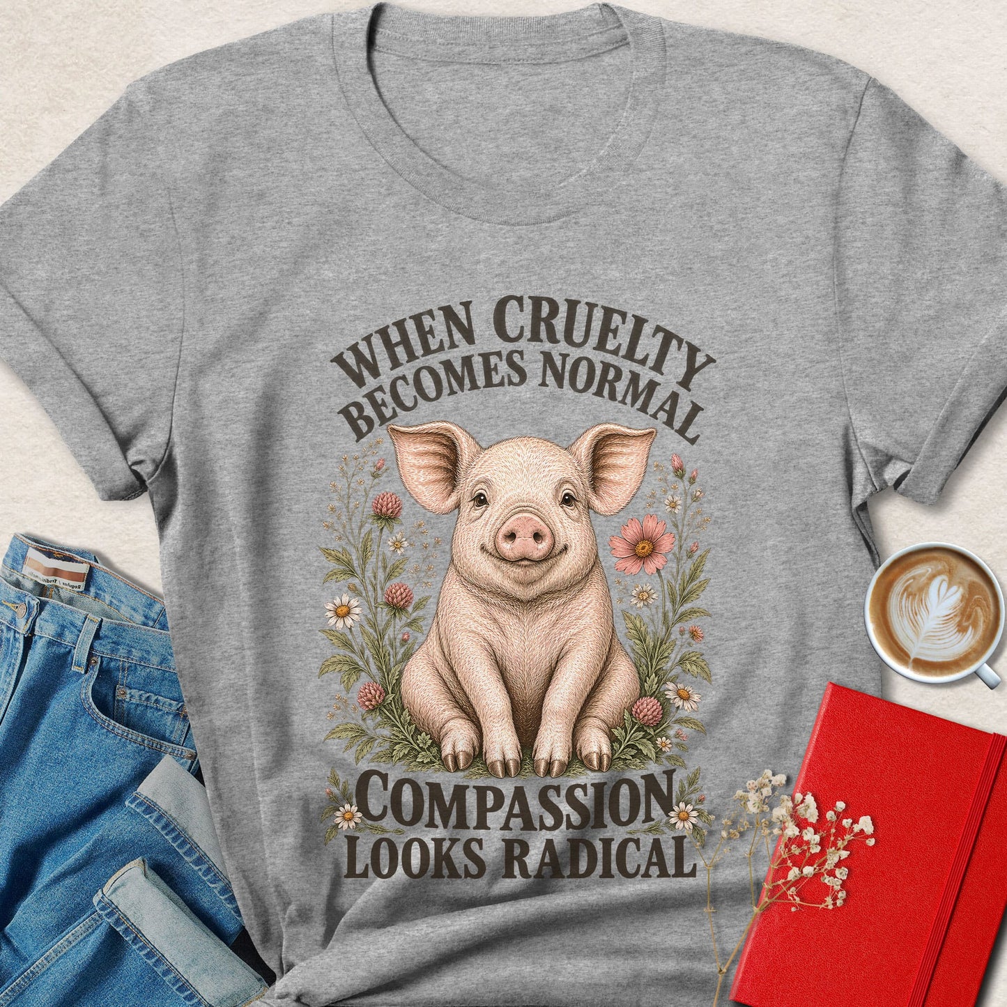 Compassion Looks Radical Vintage Illustration T-shirt