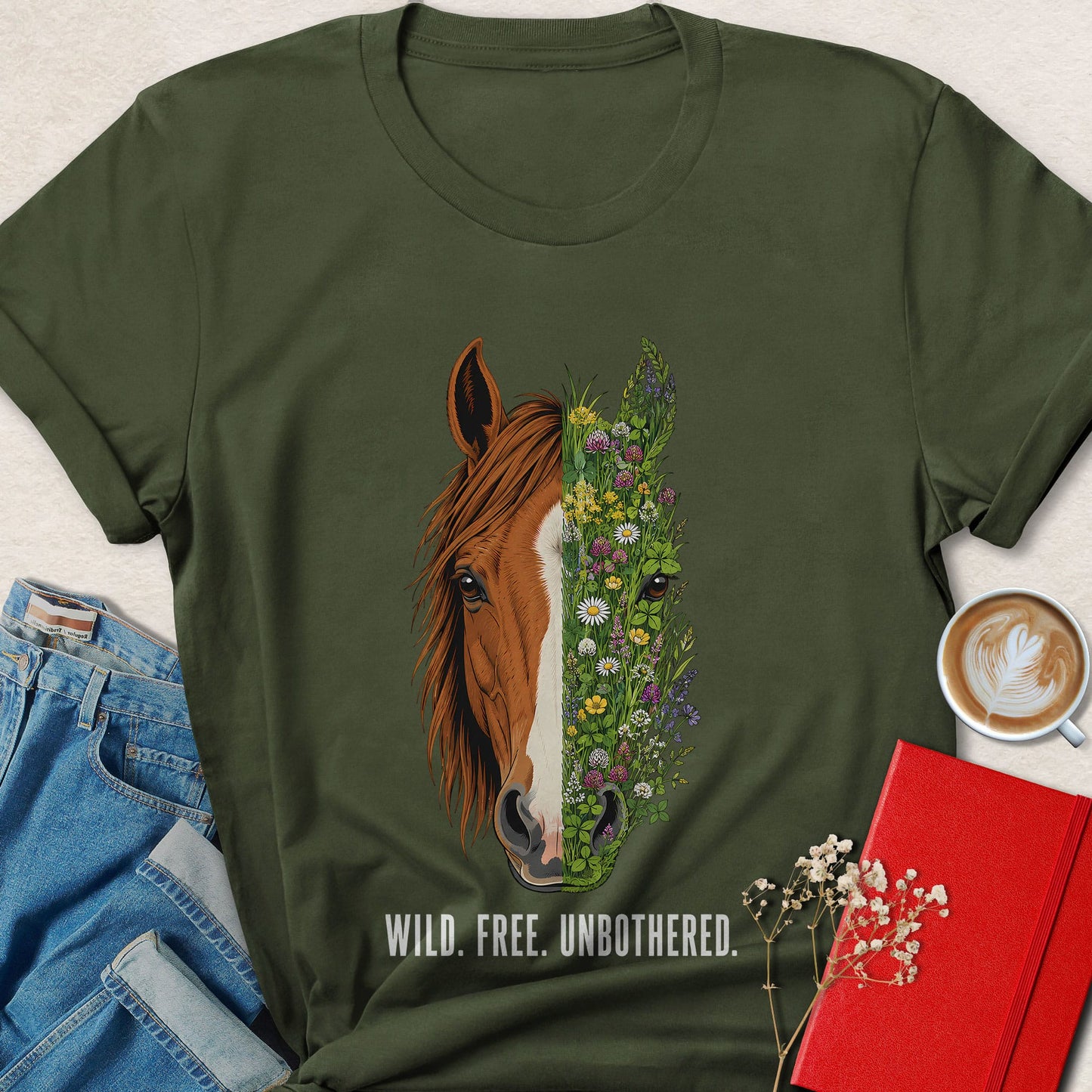 Wild Free Unbothered Horse Nature Art T-shirt