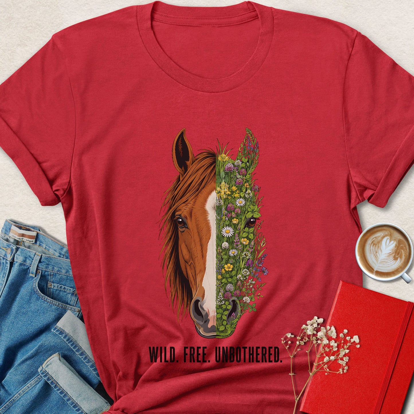 Wild Free Unbothered Horse Nature Art T-shirt