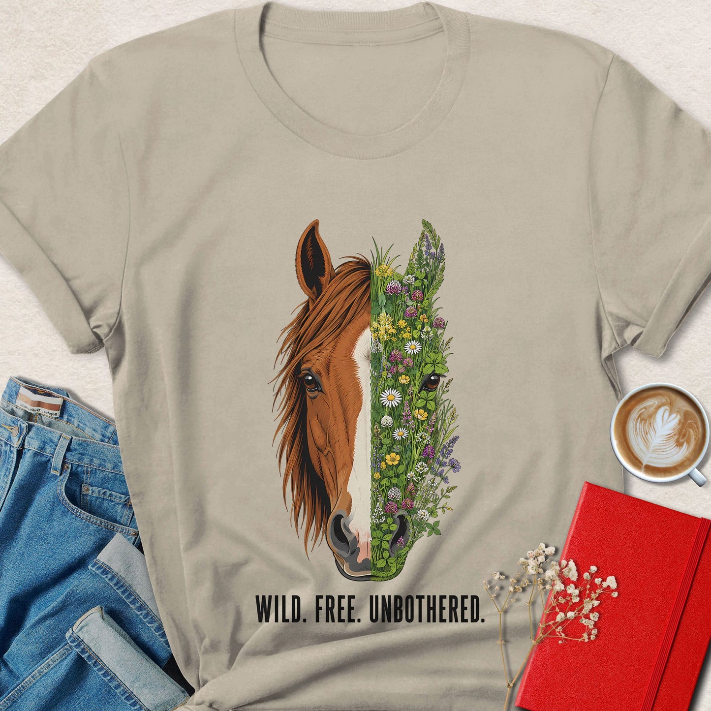 Wild Free Unbothered Horse Nature Art T-shirt